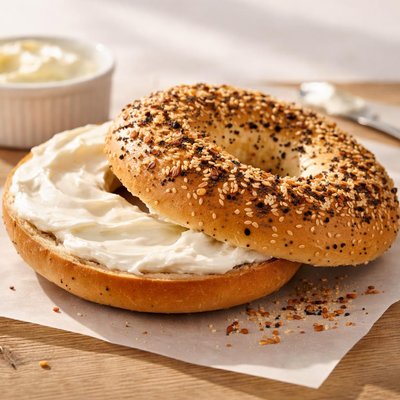 Dunkin everything bagel with cream cheese