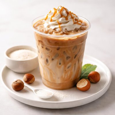 Dunkin iced latte with hazelnut flavoring and splenda