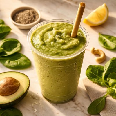 Earthbar muscle up smoothie with spinach and avocado