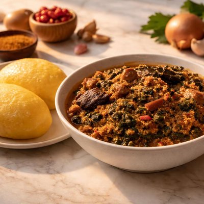 Eba and efo elegusi