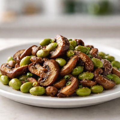 Edamame and mushrooms