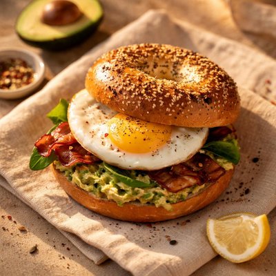 Egg and avocado breakfast sandwich
