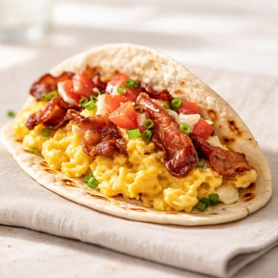 Egg and bacon taco