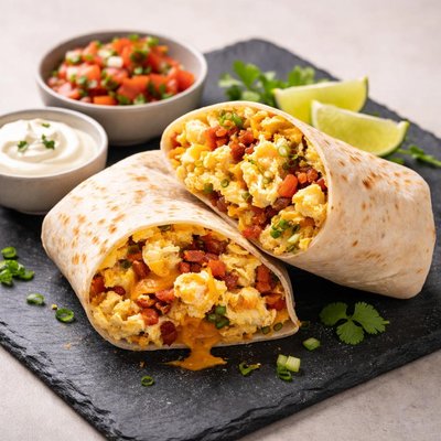 Egg and cheese breakfast burrito