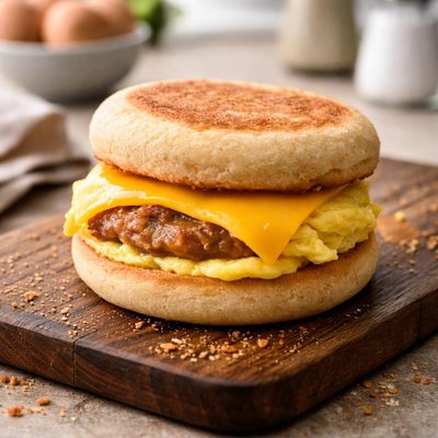 Egg and cheese muffin sandwich