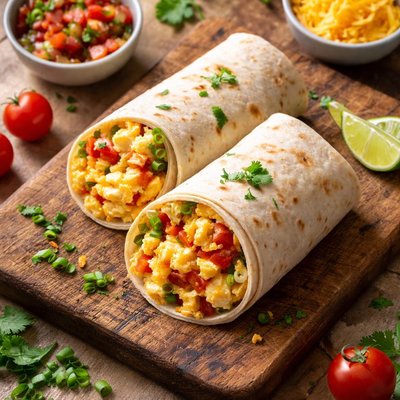 Egg and cheese tomato burrito