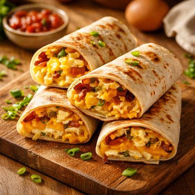 Egg and cheese tortilla wrap