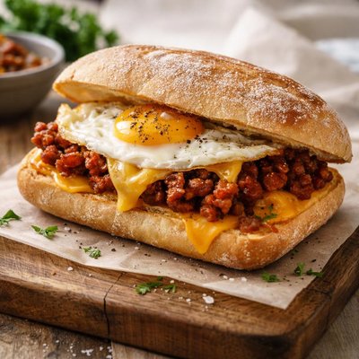 Sándwich de huevo y chorizo