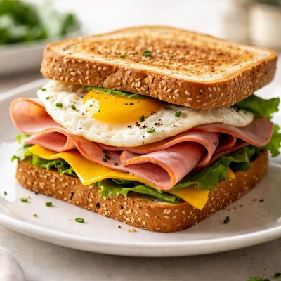 Egg and ham sandwich