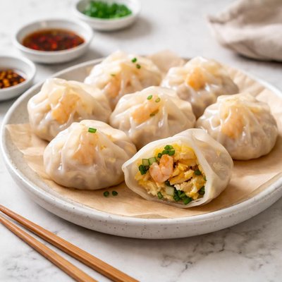 Egg and prawn gluten free dumpling