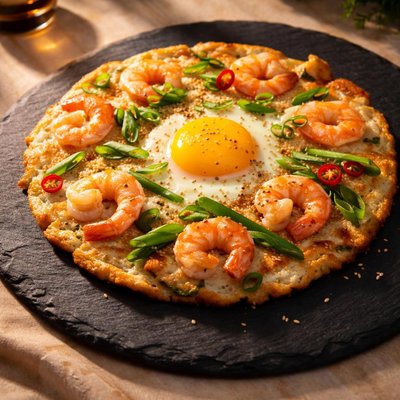 Egg and shrimp pancake
