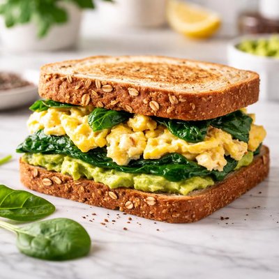Egg and spinach sandwich