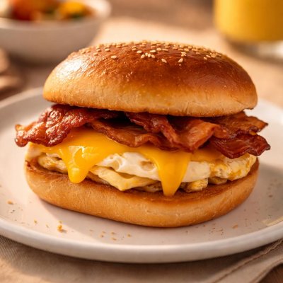 Egg bacon and cheese sandwich