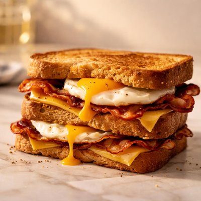 Egg bacon toastie
