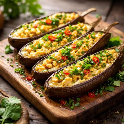 Egg marinated eggplants