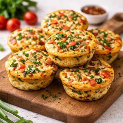 Egg muffins with vegetables and meat