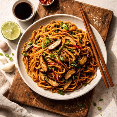 Egg noodles with soy sauce