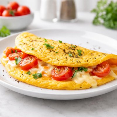 Омлет с сыром и помидорами