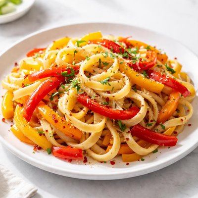 Egg pasta with bell pepper