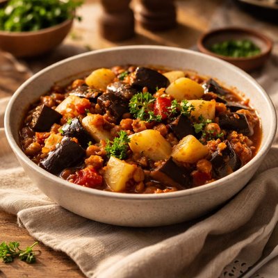 Egg plant and potato stew