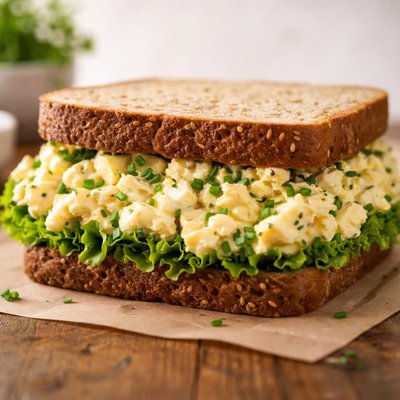 Egg salad sandwhich on brown bread