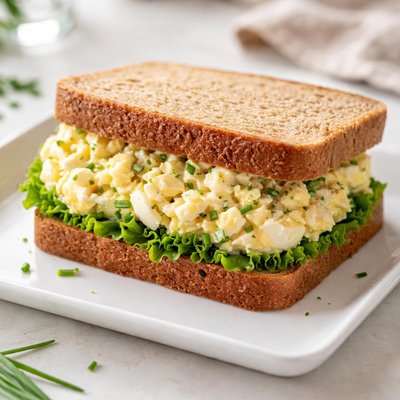 Egg salad sandwich on wheat bread