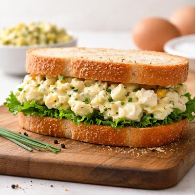 Egg salad sandwich on white