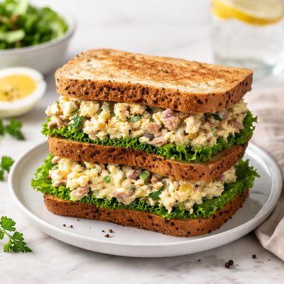 Egg salad with tuna sandwich