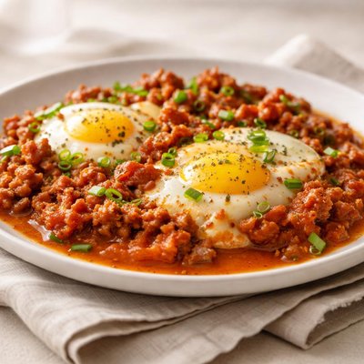 Egg sarciado with giniling