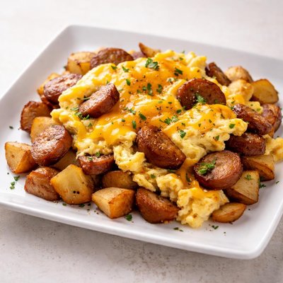 Egg sausage potato cheese