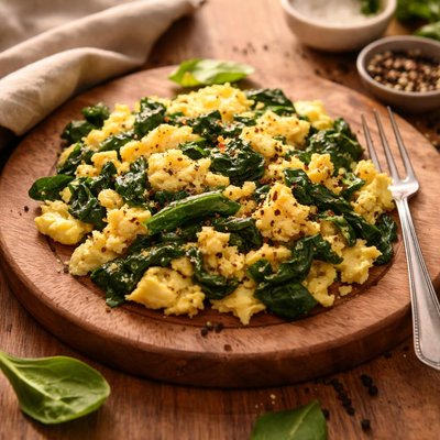 Egg scramble with spinach