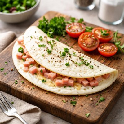 Egg white omelette with ham