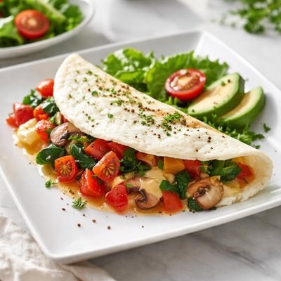 Egg white omelette with veggies and cheese