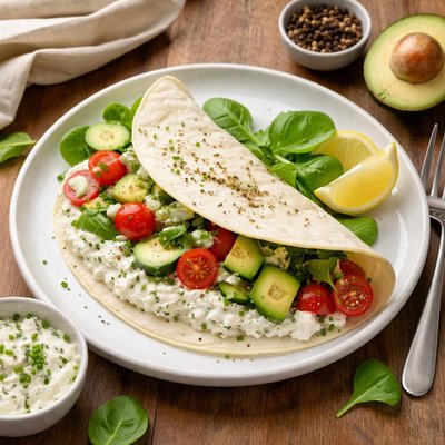 Egg whites wrap with cottage cheese