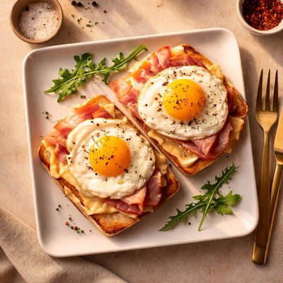 Egg with ham and cheese