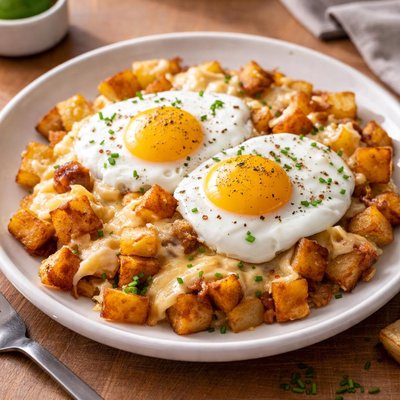 Egg with potato and chees