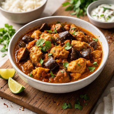 Eggplant chicken curry