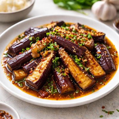 Eggplant with garlic sauce