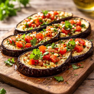 Eggplant with tomato and herbs