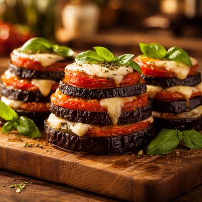 Eggplant with tomatoes and cheese