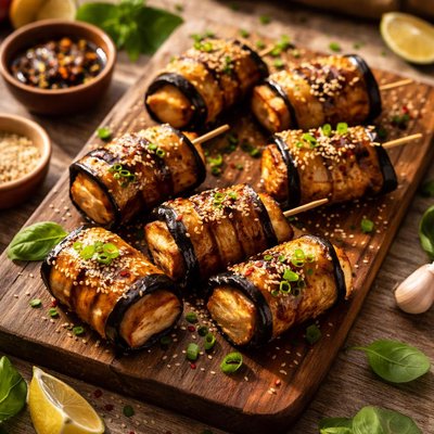 Eggplant wrapped tofu