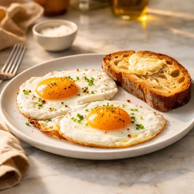 Eggs and piece of bread