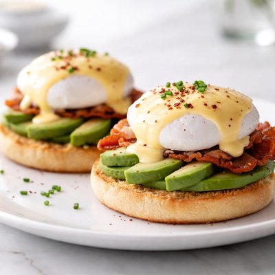 Eggs benedict with avocado