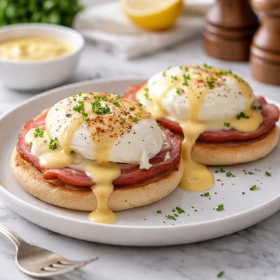 Eggs benedict with ham