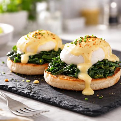 Eggs florentine with hollandaise sauce