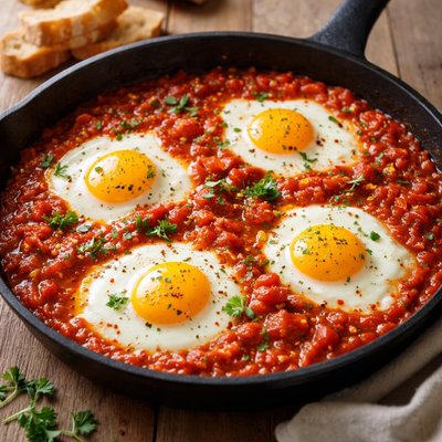 Eggs on tomato sauce