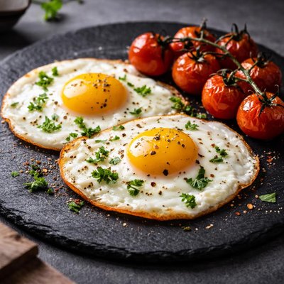 Eggs with cherry tomatoes