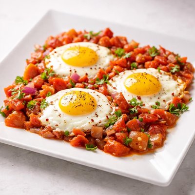 Eggs with tomatoes and onion