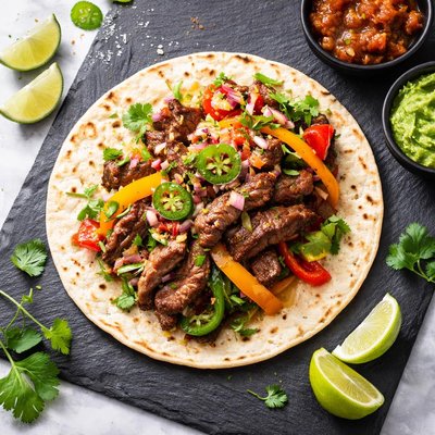 Taco de fajita de carne de res del rey