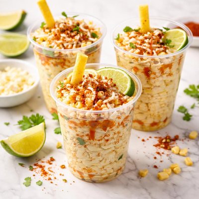 Elote en vaso preparado